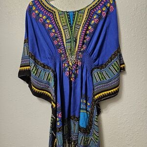 Vibrant Blue Patterned Kaftan